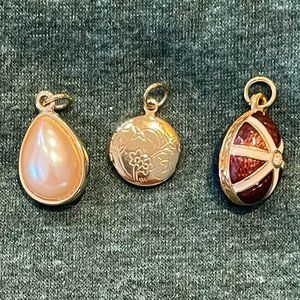 Joan Rivers locket and egg charms - lot
